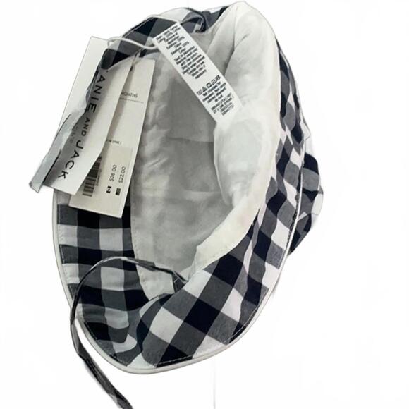 Janie and Jack Checkered Kids Hat in Navy Blue and White. 3-6 months - Picture 4 of 5